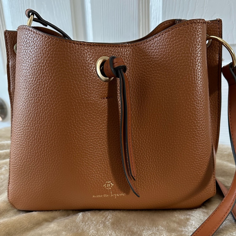 Nanette Lepore Tan Crossbody Bag with Gold Accents